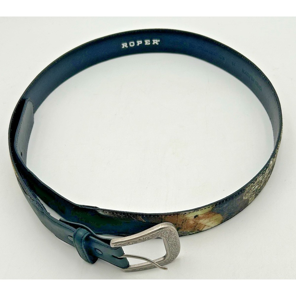 Roper‎ Camo Belt Top Grain Leather Mens Sz 44 Western Cowboy Rodeo